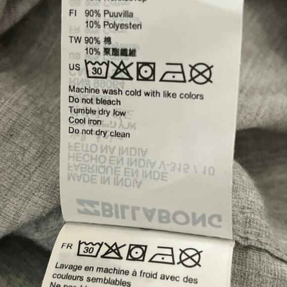 Billabong Casual Palm Trees Woven Shirt Size XXL Hawaiian Button Up Sunday Gray - Picture 5 of 10